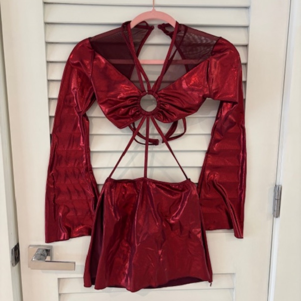 Costume Dance Halloween - Adult Small - Shiny Red Short Dress